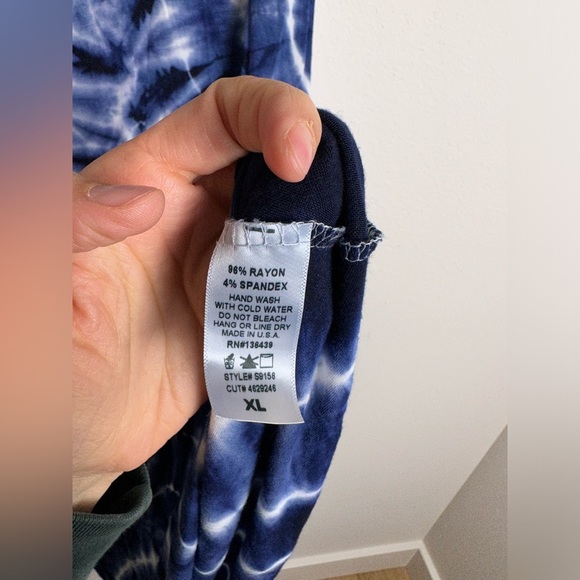 Jesse & J black blue white tie dye stretchy flowy statement maxi skirt XL - Picture 5 of 6